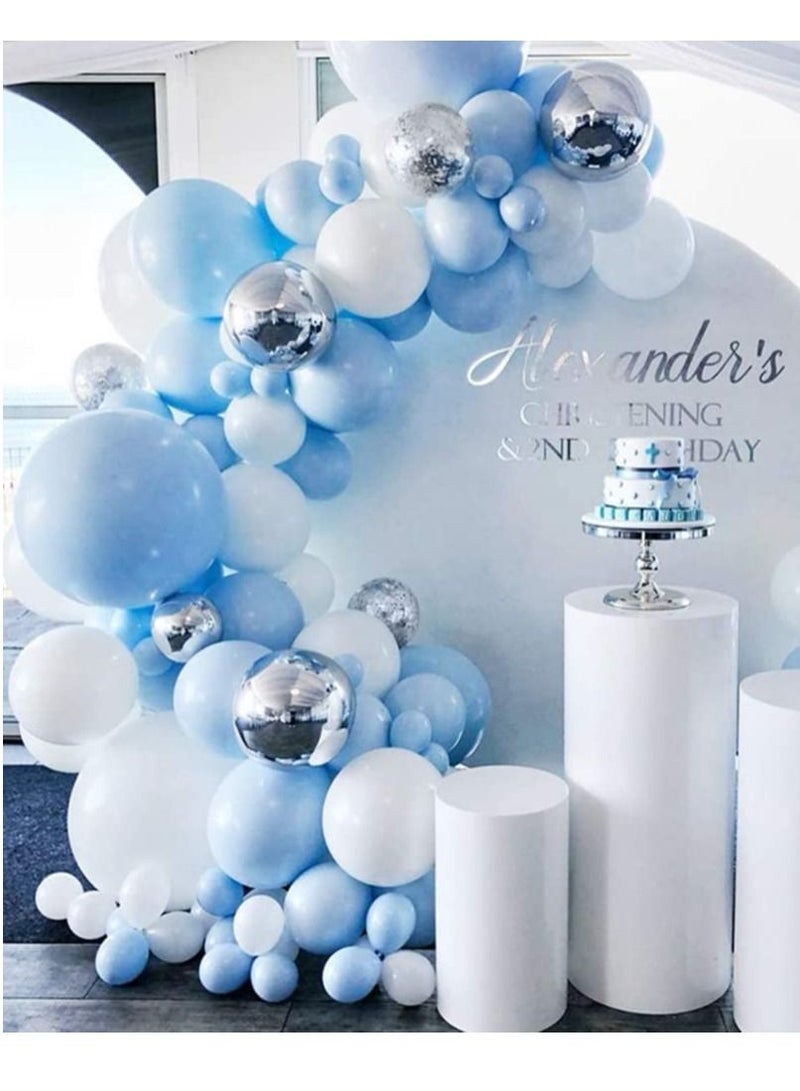 KASTWAVE Blue Balloons Garland Arch Kit KASTWAVE 141Pcs Macaron Blue White Silver Balloon arch kit Decorations Set with Confetti Balloons pack for Boys and Girls Baby Shower,Wedding, Birthday Party Decor - Image 2