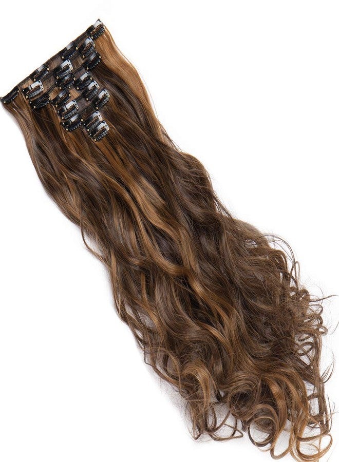 فورين هوليكس وصلات شعر صناعية مموجة ومجعدة من Foreign Holics مكونة من 7 قطع مع 14 مشبك تثبيت آمن لإطلالة طبيعية للنساء، وكثافة وطول فوريين (24-26 بوصة، بني ذهبي) - Image 5