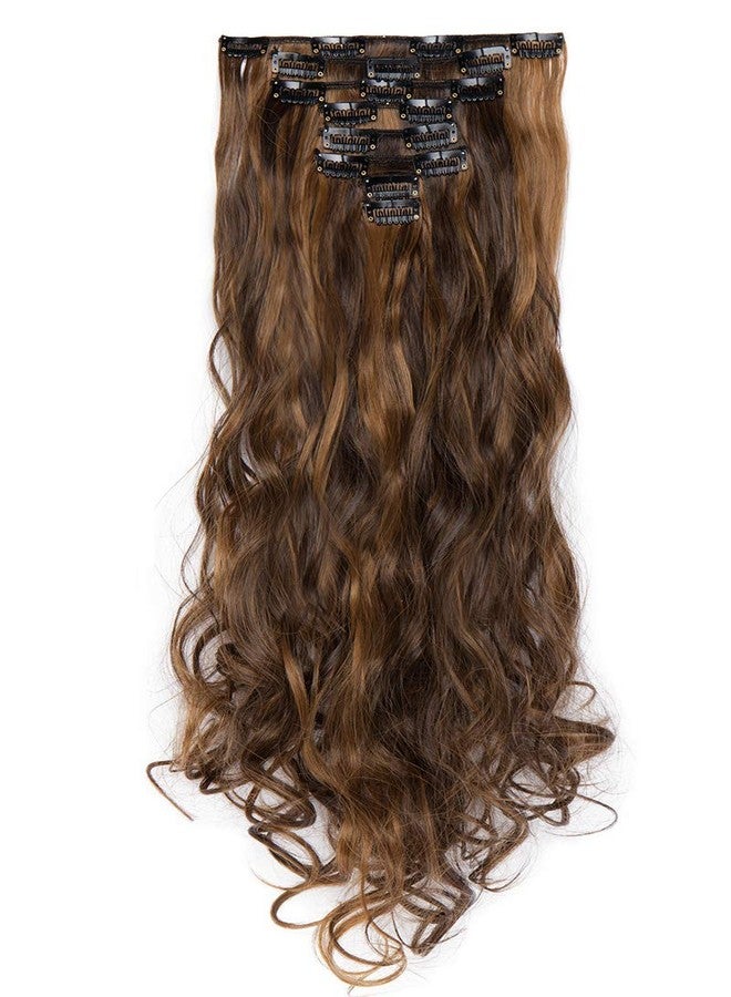 فورين هوليكس وصلات شعر صناعية مموجة ومجعدة من Foreign Holics مكونة من 7 قطع مع 14 مشبك تثبيت آمن لإطلالة طبيعية للنساء، وكثافة وطول فوريين (24-26 بوصة، بني ذهبي) - Image 3