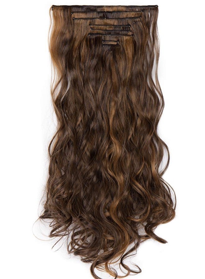فورين هوليكس وصلات شعر صناعية مموجة ومجعدة من Foreign Holics مكونة من 7 قطع مع 14 مشبك تثبيت آمن لإطلالة طبيعية للنساء، وكثافة وطول فوريين (24-26 بوصة، بني ذهبي) - Image 4