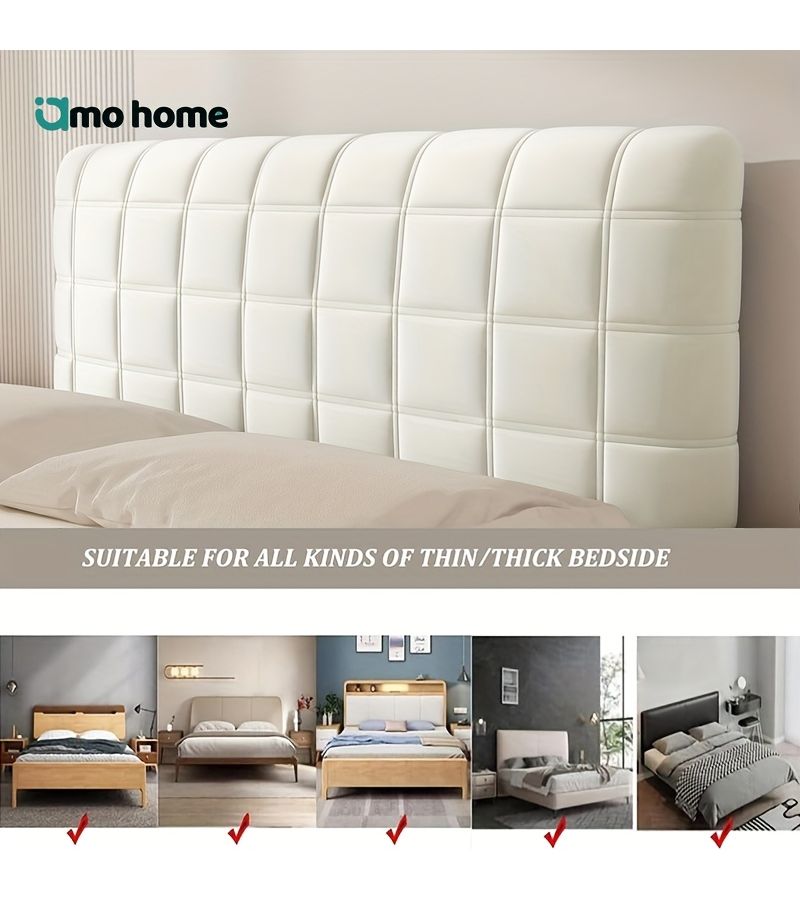 1pc Bed Headboard Thickened Slipcover Quilted Light Gray 79X28 Inch 200X70cm Full Size Protector Cover Washable Short Elastic Plush - Image 5