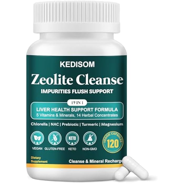 KEDISOM 19 in 1 Liver Cleanse Detox & Repair - Zeolite Detox Supplement for Gut Health, Cognition & Natural Energy with Noni, NAC, Chlorella, Spirulina, ALA, Milk Thistle, Black Pepper & Vitamin C, 120ct - Image 1