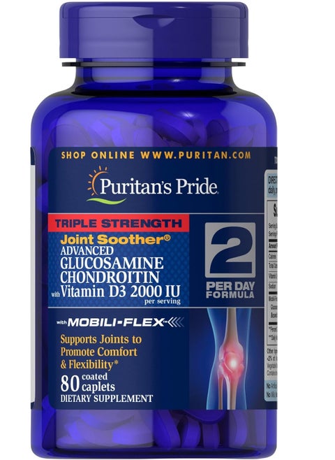 Triple Strength Glucosamine Chondroitin with Vitamin D3 Caplets, 80 Count 40 Servings
