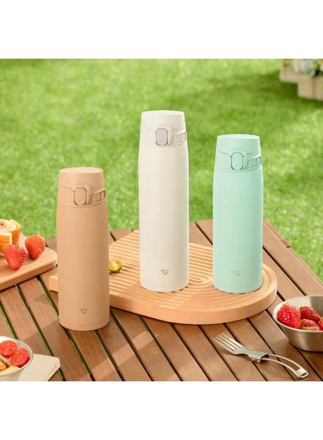 Zojirushi Zojirushi One Touch Stainless Insulated Steel Vacuum Bottle , 0.60 L- Pale Taupe