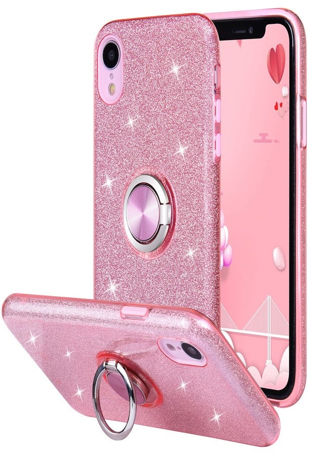ويزدوم برو جراب Wisdompro لهاتف iPhone XR، جراب حماية لامع وجذاب مع مسند حلقي، جراب هاتف نسائي للبنات لهاتف Apple iPhone XR مقاس 6.1 بوصة - وردي - Image 2