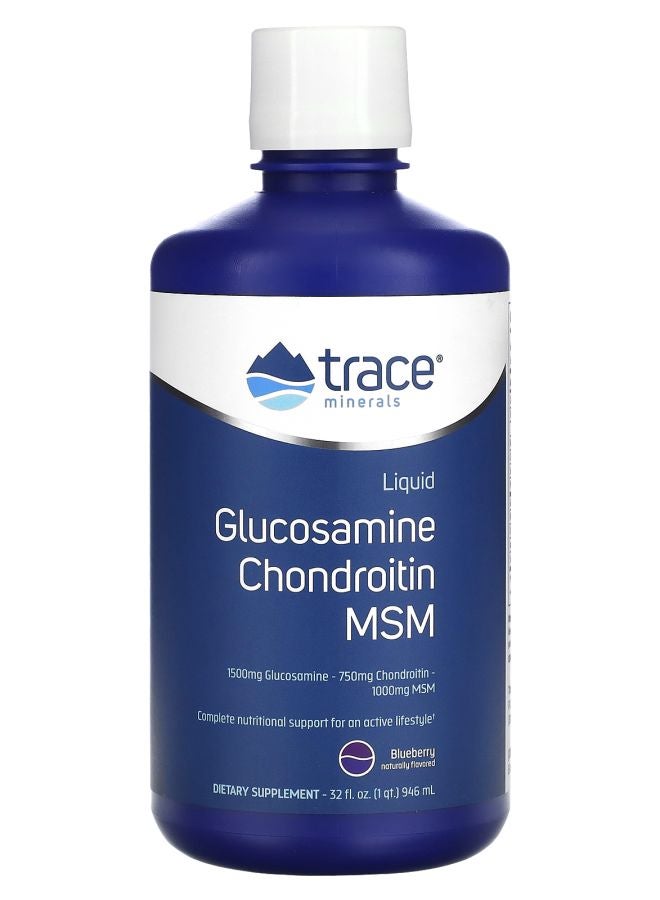 Trace Minerals Liquid Glucosamine Chondroitin MSM Blueberry 32 fl oz (946 ml)