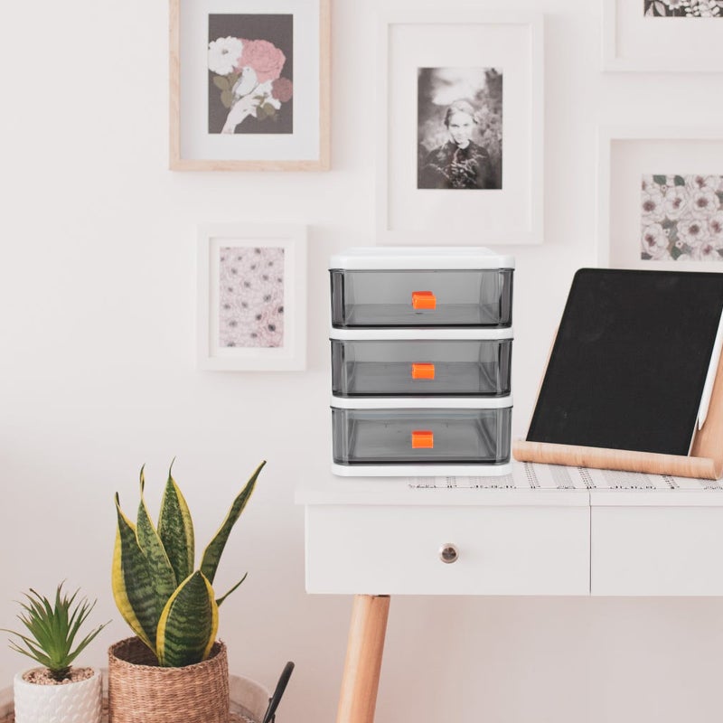 1pc Multilayer Drawer Storage Box Desktop Storage Box Desktop Organizer White - Image 3