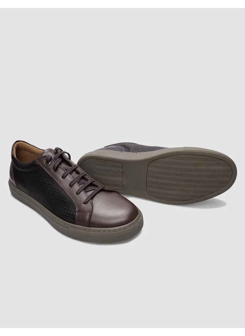 Cabani Brown Square Patterned Lace-up Men's Sneaker