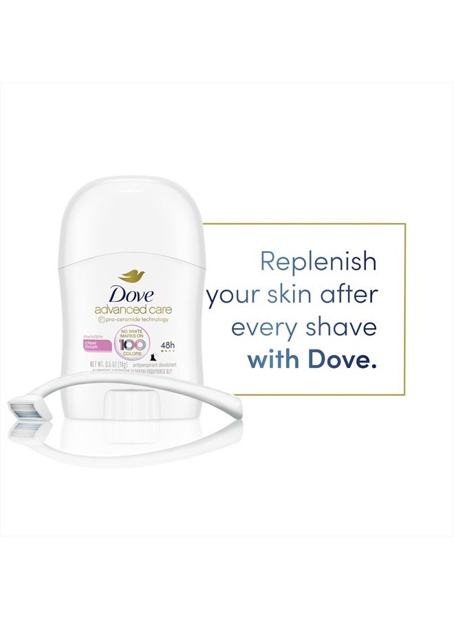 Dove Advanced Care Antiperspirant Deodorant Stick Clear Finish Pack of 36 doesn't stain clothes 72-hour odor control and all-day sweat protection with Pro-Ceramide Technology 0.5 oz - Image 3