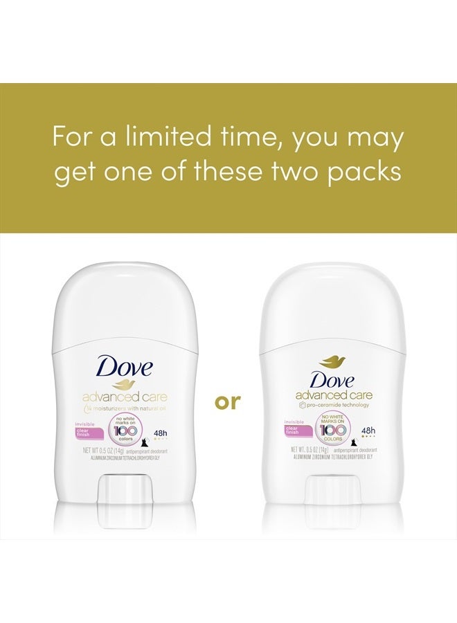 Dove Advanced Care Antiperspirant Deodorant Stick Clear Finish Pack of 36 doesn't stain clothes 72-hour odor control and all-day sweat protection with Pro-Ceramide Technology 0.5 oz - Image 2