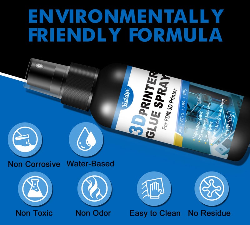 Vividye 3D Printer Adhesive Glue - 7oz/200g Strong 3D Printer Glue Reduces Warping of PLA, ABS, PETG, TPU Filaments on Various Build Plate - 3D Printer Bed Adhesive Spray - Premium 3D Printing Accessories - Image 2