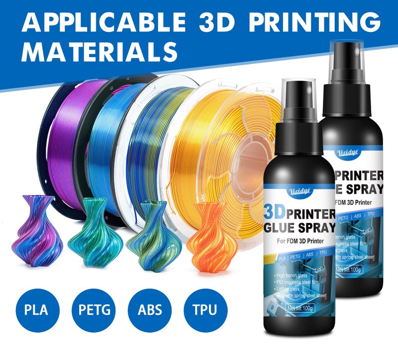 Vividye 3D Printer Adhesive Glue - 7oz/200g Strong 3D Printer Glue Reduces Warping of PLA, ABS, PETG, TPU Filaments on Various Build Plate - 3D Printer Bed Adhesive Spray - Premium 3D Printing Accessories - Image 5