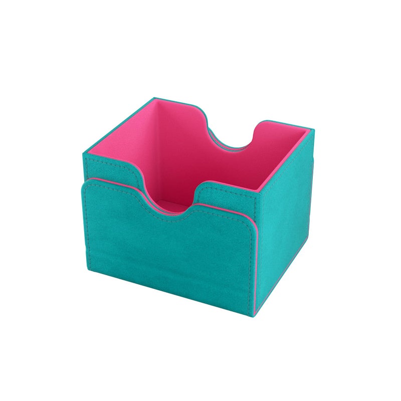Gamegenic Sidekick 100+ XL Convertible Deck Box - Sideloading Card Storage Box with Removable Cover, Holds 100 Double-Sleeved Cards in Extra Thick Inner Card Sleeves, Teal/Pink Color, Made - Image 2