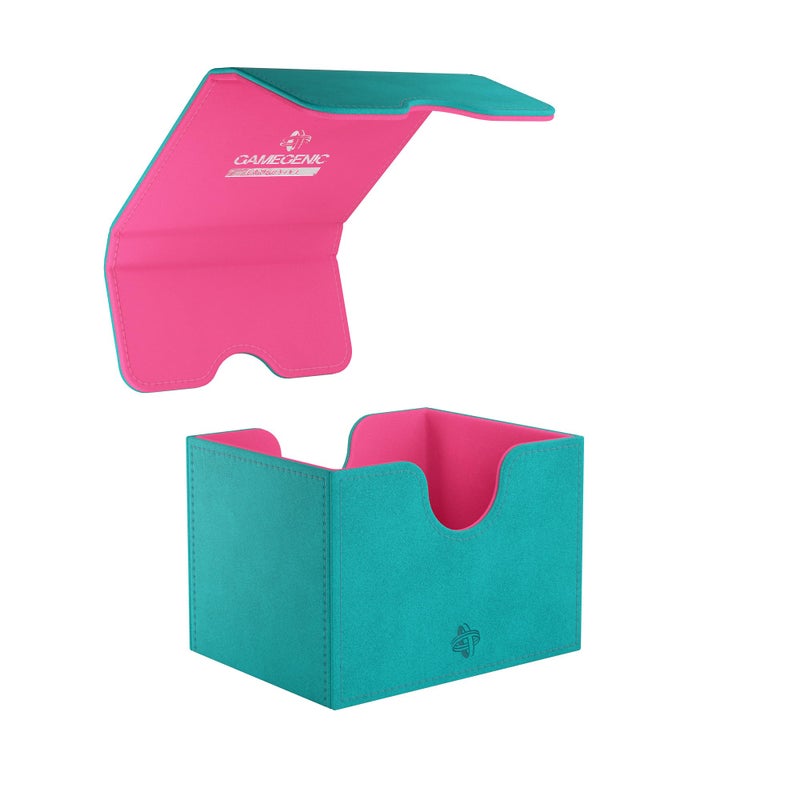 Gamegenic Sidekick 100+ XL Convertible Deck Box - Sideloading Card Storage Box with Removable Cover, Holds 100 Double-Sleeved Cards in Extra Thick Inner Card Sleeves, Teal/Pink Color, Made - Image 5