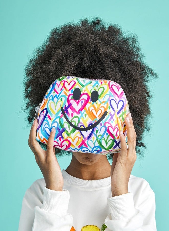 iscream + Corey Paige 8.25" x 5" Fully Lined Wide Zipper Opening Cosmetic Bag - Graffiti Hearts - Image 5