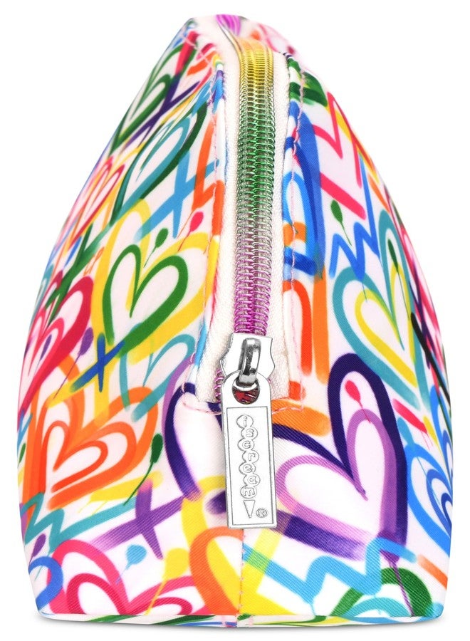iscream + Corey Paige 8.25" x 5" Fully Lined Wide Zipper Opening Cosmetic Bag - Graffiti Hearts - Image 4