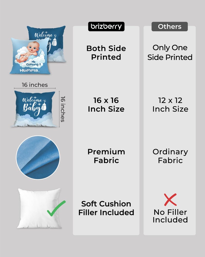 Brizberry® Premium Throw Pillow Cushion, mom to be Gifts, Pregnant Woman Wife Sister, Coming Soon Mumma, Pregnancy Gift for Baby Shower, with Premium Filler Cushion (16 inch x 16 inch) (Design 6) - Image 3
