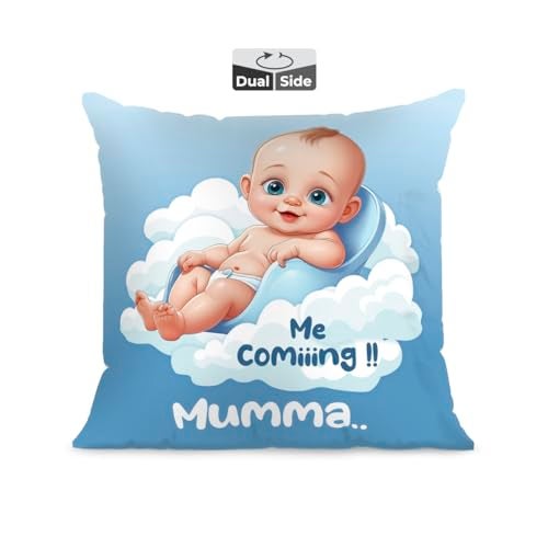 Brizberry® Premium Throw Pillow Cushion, mom to be Gifts, Pregnant Woman Wife Sister, Coming Soon Mumma, Pregnancy Gift for Baby Shower, with Premium Filler Cushion (16 inch x 16 inch) (Design 6) - Image 1