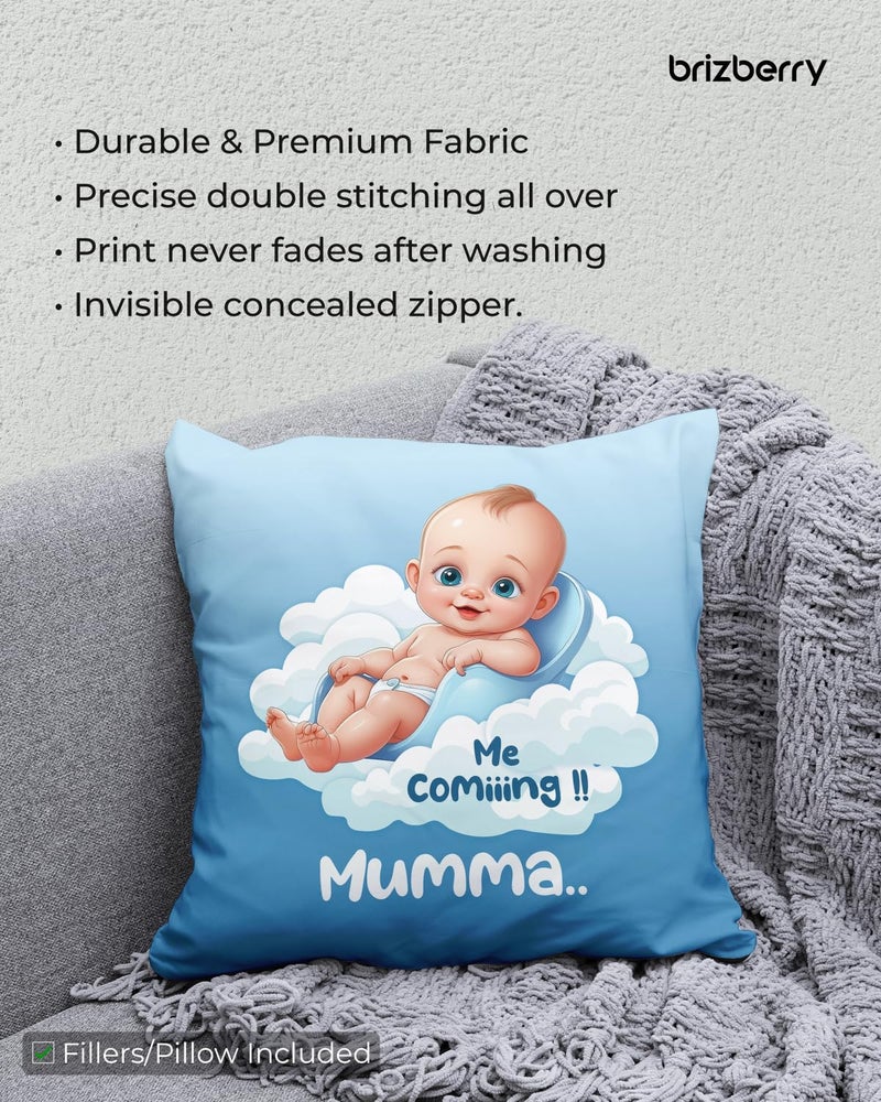 Brizberry® Premium Throw Pillow Cushion, mom to be Gifts, Pregnant Woman Wife Sister, Coming Soon Mumma, Pregnancy Gift for Baby Shower, with Premium Filler Cushion (16 inch x 16 inch) (Design 6) - Image 5