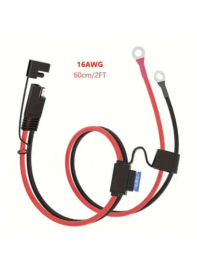 16AWG SAE Battery Extension Cable 2FT 15A Generator Charger O Ring RV - Image 1