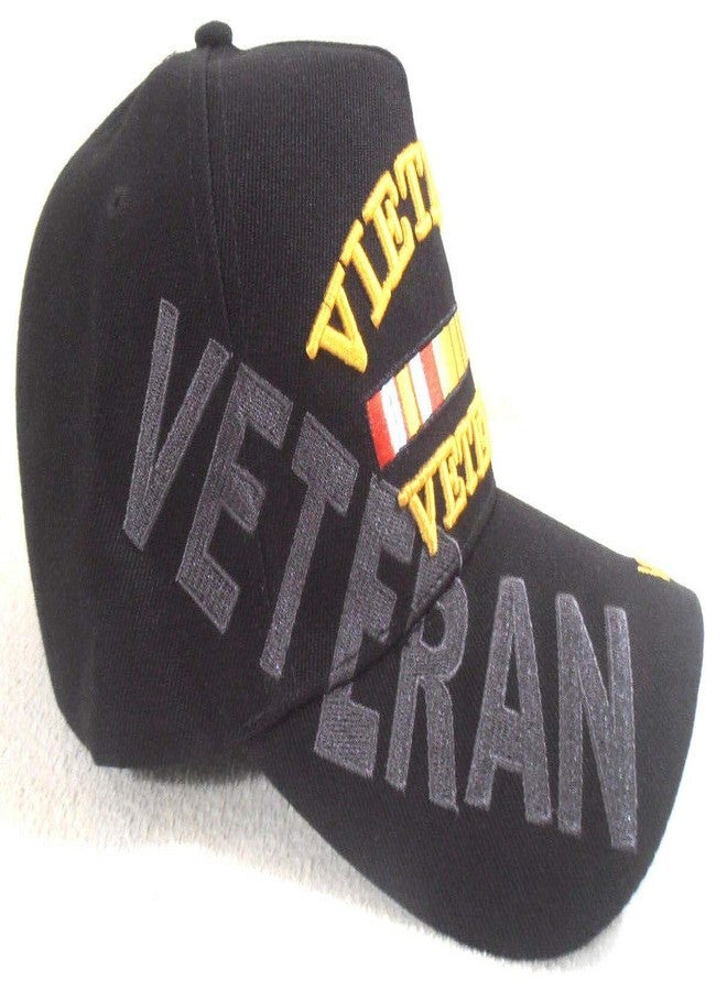 AborenCo Vietnam Veteran Baseball Cap 3D Embroidered Military Apparel for Men and Women Black - Image 3
