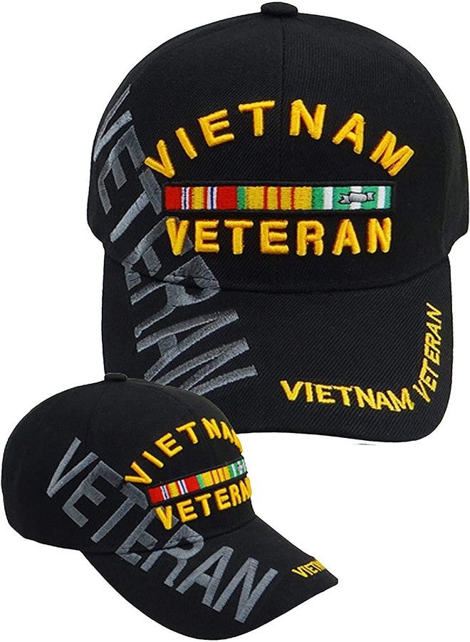 AborenCo Vietnam Veteran Baseball Cap 3D Embroidered Military Apparel for Men and Women Black - Image 1