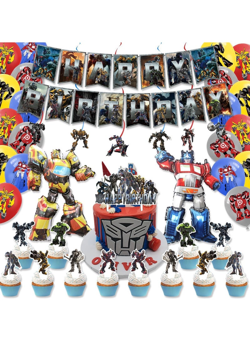 general Birthday party decorations, including birthday banners, table centerpieces, cake decorations, cartoon themed latex balloons for kids fans birthday party supplies