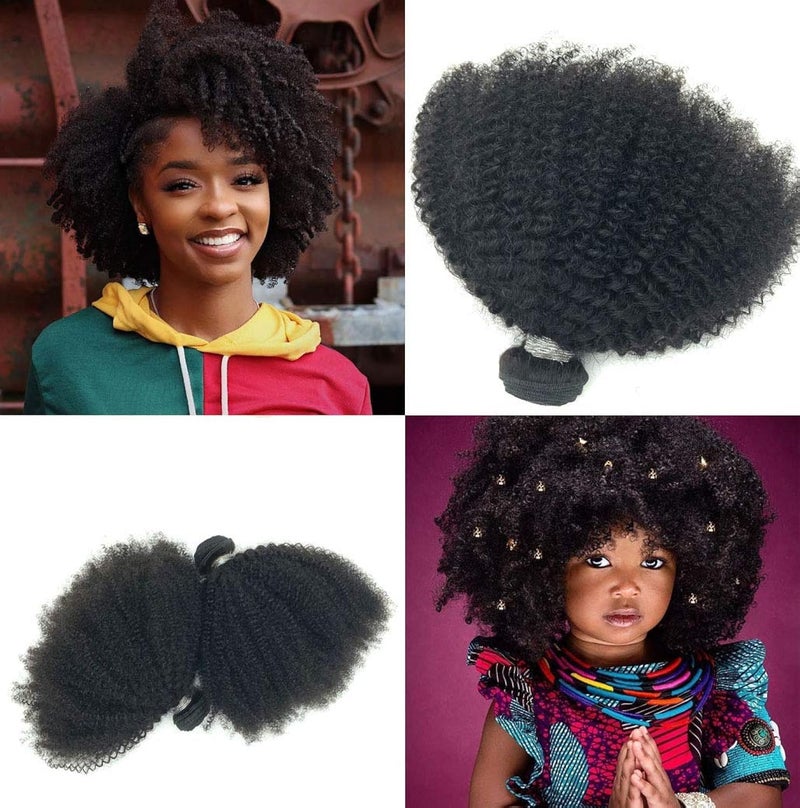 SAEIALL Brazilian Afro Kinky Curly Hair 822inch 4B4C 1 Bundle 100g Brazilian Virgin Remy Human Hair Weaves Natural Black Color 1 bundle 18inch natural black