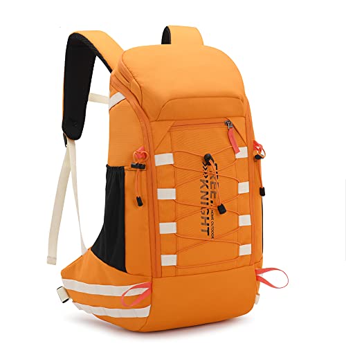 Bseash 40L Waterproof Hiking Camping Backpack with Rain Cover, Outdoor Sport Travel Daypack Rucksack for Skiing Cycling (Orange) - Image 1