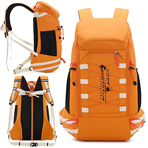 Bseash 40L Waterproof Hiking Camping Backpack with Rain Cover, Outdoor Sport Travel Daypack Rucksack for Skiing Cycling (Orange) - Image 2