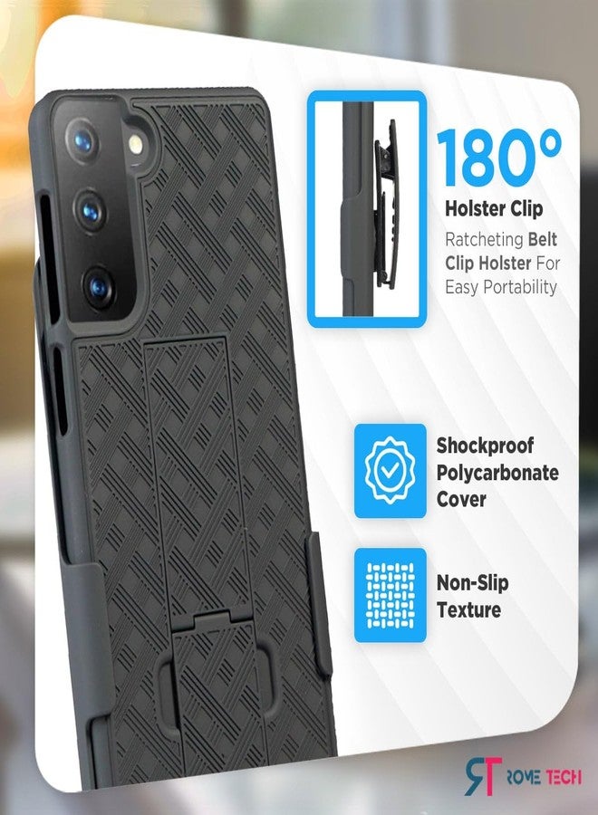 ROME TECH Designed for Samsung Galaxy S21 Plus Case with Belt Clip Holster - Kickstand Cover Phone Case - Black - Image 3