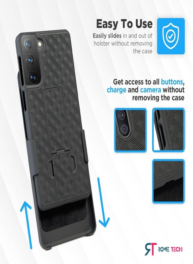 ROME TECH Designed for Samsung Galaxy S21 Plus Case with Belt Clip Holster - Kickstand Cover Phone Case - Black - Image 4
