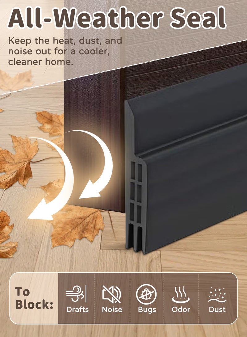 Hahamiya Door Gap Draft Stopper, 100 cm Length Door Bottom Seal, Heavy-Duty Sand & Dust Proof Door Seal, Trimmable Soundproof Door Strip, Self-Adhesive Door Weather Stripping, Suitable for Interior & Exterior Door Gap Sealing, Dustproof, Sound Insulation, Weatherproof Seal - Black. - Image 2