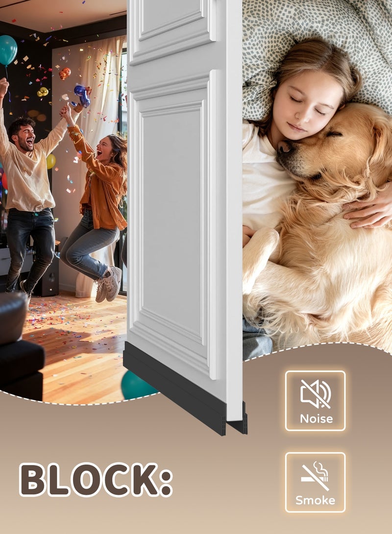Hahamiya Door Gap Draft Stopper, 100 cm Length Door Bottom Seal, Heavy-Duty Sand & Dust Proof Door Seal, Trimmable Soundproof Door Strip, Self-Adhesive Door Weather Stripping, Suitable for Interior & Exterior Door Gap Sealing, Dustproof, Sound Insulation, Weatherproof Seal - Black. - Image 4