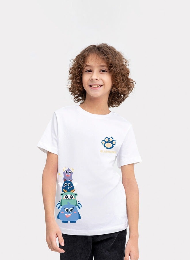 Boys And Girls Summer Cartoon Short-Sleeved T-Shirts Pure Cotton Sports Sweat-Absorbent And Breathable Tops​Suitable For 3-12 Years Old  - Image 1