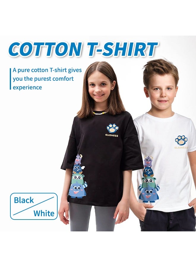 Boys And Girls Summer Cartoon Short-Sleeved T-Shirts Pure Cotton Sports Sweat-Absorbent And Breathable Tops​Suitable For 3-12 Years Old  - Image 2