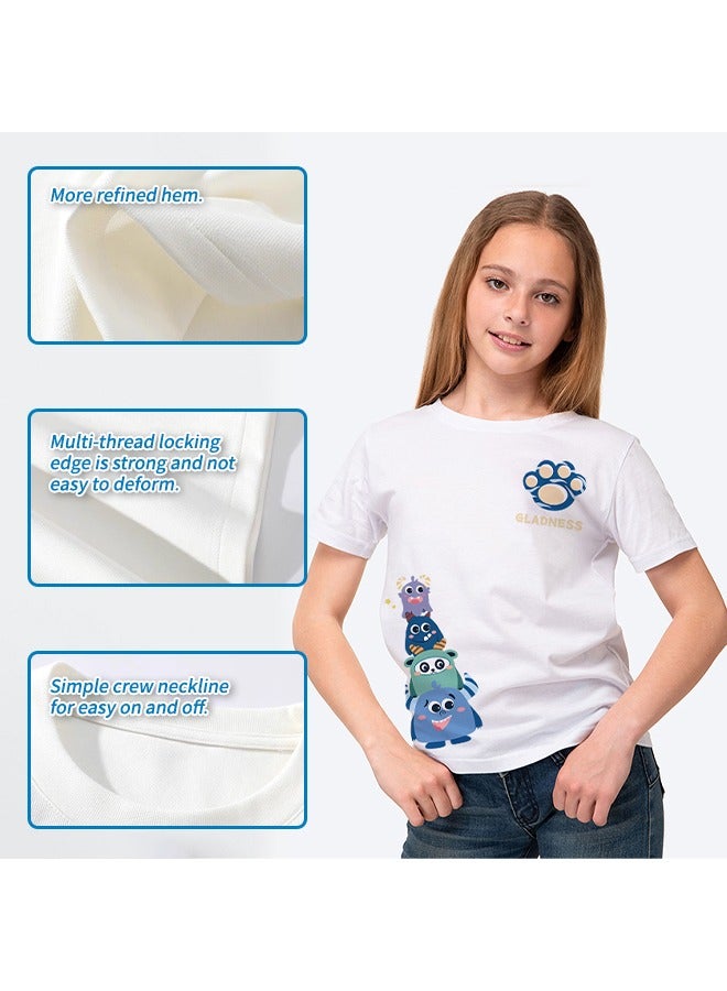 Boys And Girls Summer Cartoon Short-Sleeved T-Shirts Pure Cotton Sports Sweat-Absorbent And Breathable Tops​Suitable For 3-12 Years Old  - Image 5