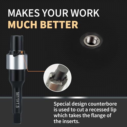 SENNMONN M11X1.5 Metric Thread Repair Kit with Insert HSS Drill, Tap, Counterbore, Installation Driver, 10PCS Stainless Steel Insert M11X1.5X30MM - Image 5