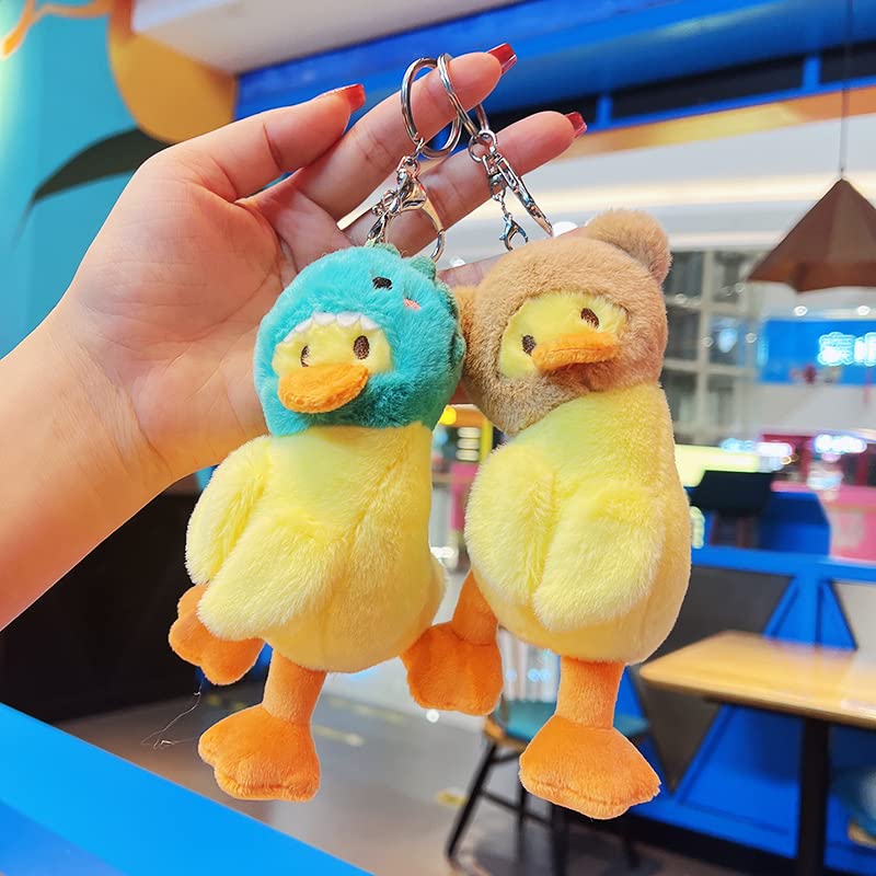 BONICI Men Women Creative Cute Funny Warm Soft Wearing Animal Hat Plush Dancing Yellow White Duck Keychain Key-Chains Keyring New Year Christmas Gift Handbag Car Key Backpack Pendant -Bear - Image 3