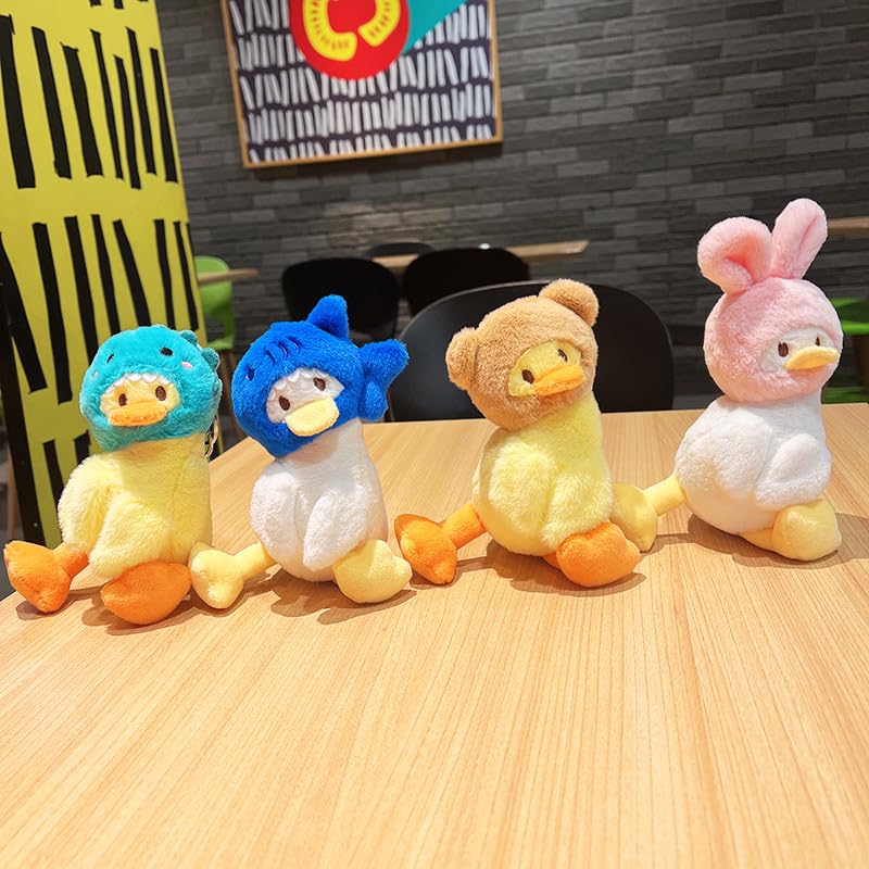 BONICI Men Women Creative Cute Funny Warm Soft Wearing Animal Hat Plush Dancing Yellow White Duck Keychain Key-Chains Keyring New Year Christmas Gift Handbag Car Key Backpack Pendant -Bear - Image 2
