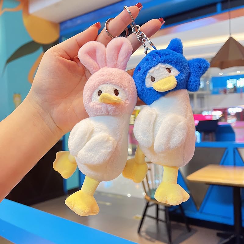 BONICI Men Women Creative Cute Funny Warm Soft Wearing Animal Hat Plush Dancing Yellow White Duck Keychain Key-Chains Keyring New Year Christmas Gift Handbag Car Key Backpack Pendant -Bear - Image 5