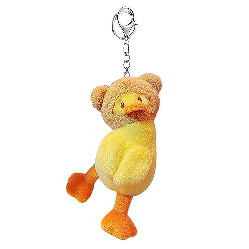 BONICI Men Women Creative Cute Funny Warm Soft Wearing Animal Hat Plush Dancing Yellow White Duck Keychain Key-Chains Keyring New Year Christmas Gift Handbag Car Key Backpack Pendant -Bear - Image 1