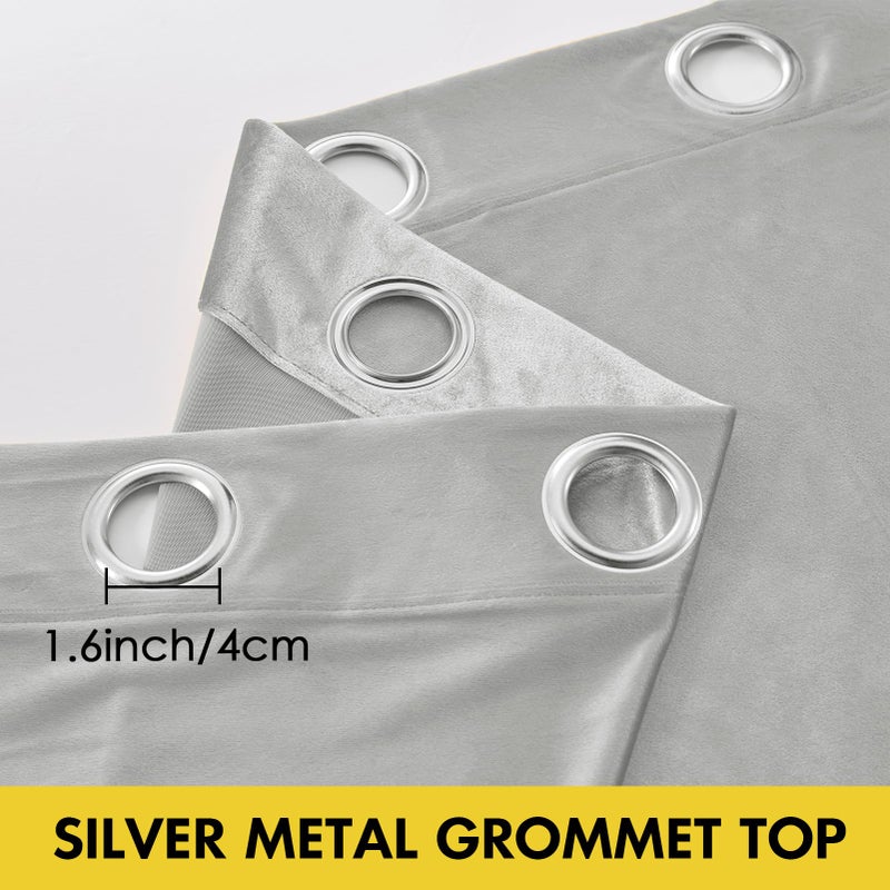 BULBUL Light Grey Velvet Curtains 84 inches Luxury Elegant Living Room Curtain Modern Light Filtering Thermal Insulated Soundproof Privacy Room Darkening Drapes for Classical Bedroom Set of 2 - Image 3