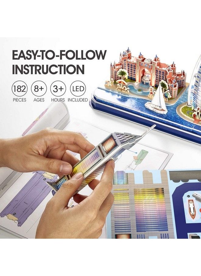 CubicFun - 3D Puzzles For Kids Ages 810 Led Dubai Cityline, Arts And Crafts For Kids Ages 812 Stem Projects For Kids Ages 812 Gifts For 8 Year Old Toys For 8 Year Old Girls Lighting Architecture - Image 1