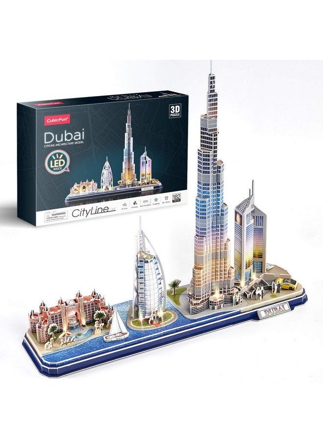 CubicFun - 3D Puzzles For Kids Ages 810 Led Dubai Cityline, Arts And Crafts For Kids Ages 812 Stem Projects For Kids Ages 812 Gifts For 8 Year Old Toys For 8 Year Old Girls Lighting Architecture - Image 1