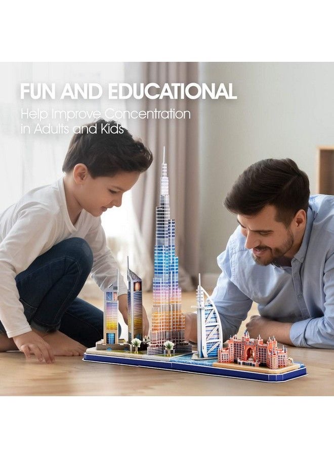 CubicFun - 3D Puzzles For Kids Ages 810 Led Dubai Cityline, Arts And Crafts For Kids Ages 812 Stem Projects For Kids Ages 812 Gifts For 8 Year Old Toys For 8 Year Old Girls Lighting Architecture - Image 1