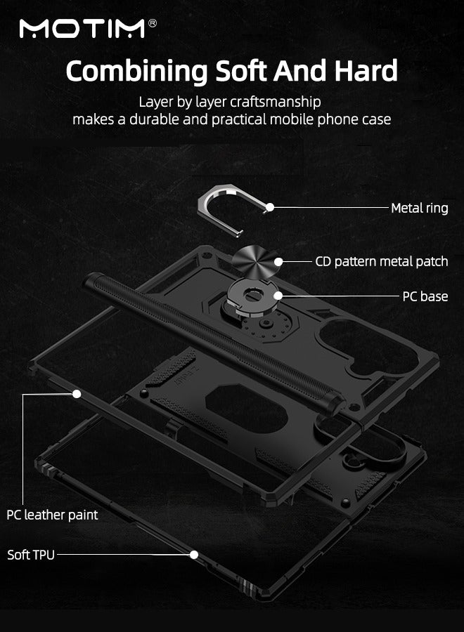 Motim Samsung Galaxy Z Fold 7 Case with Armor Design, Heavy Duty Full Protection Built In Kickstand, Phone Case Cover with Rotable Ring Holder - Image 5