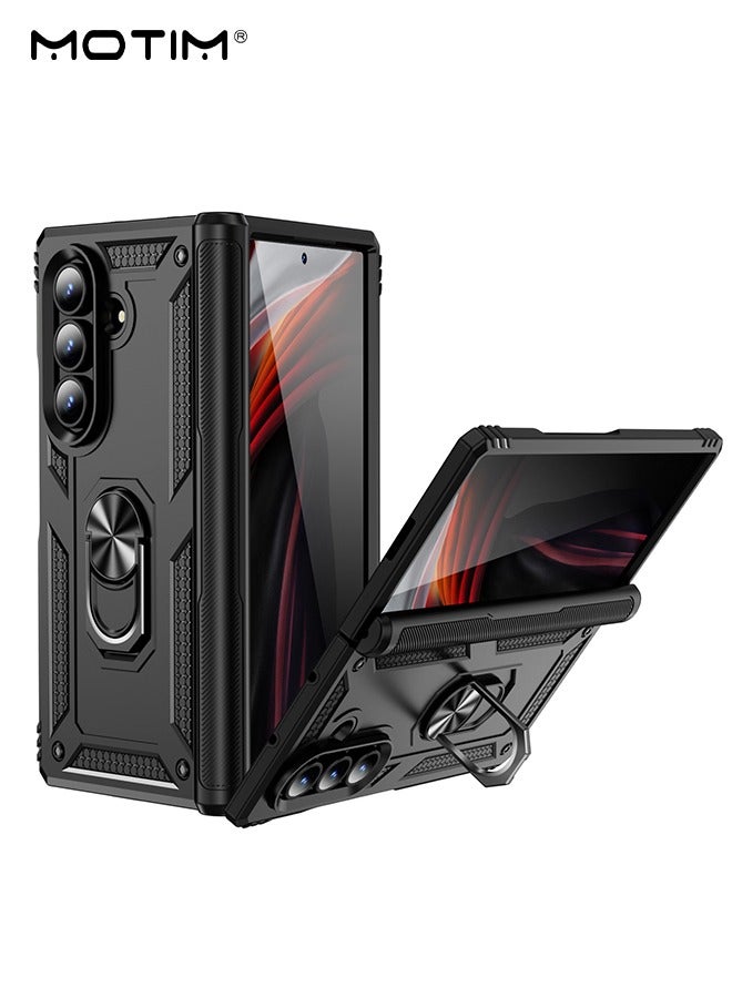 Motim Samsung Galaxy Z Fold 7 Case with Armor Design, Heavy Duty Full Protection Built In Kickstand, Phone Case Cover with Rotable Ring Holder - Image 1