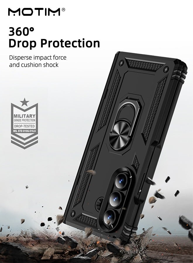 Motim Samsung Galaxy Z Fold 7 Case with Armor Design, Heavy Duty Full Protection Built In Kickstand, Phone Case Cover with Rotable Ring Holder - Image 3