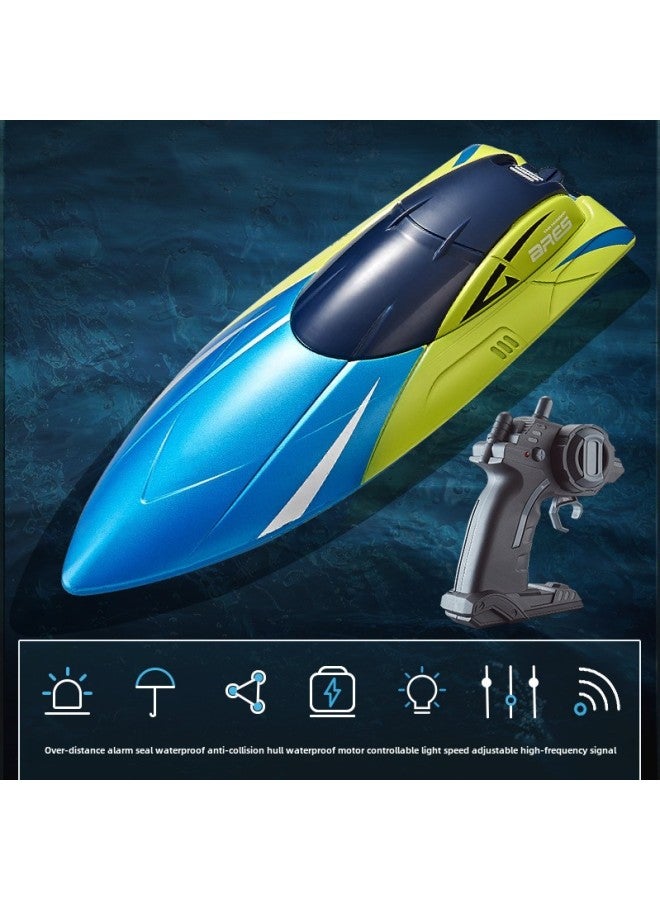 Ship Small Boat High Speed Remote Control Boat Pull Net Children Water Boy Speedboat Model Water Toy Electric Girl-Color:S4-metal Blue+dual Motors+2.4g Non-interference-Specification:Dual Battery Package - One Spare Battery  - Image 1